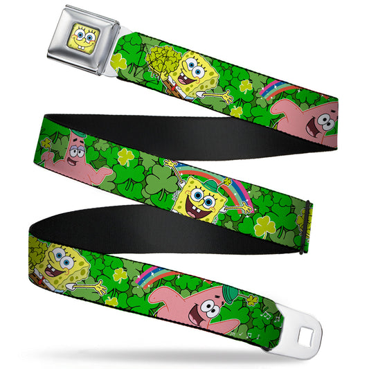 Sponge Bob Face CLOSE-UP Full Color Seatbelt Belt - SpongeBob & Patrick Starfish St. Patrick's Day Poses Webbing - MEGA POP COMICS 