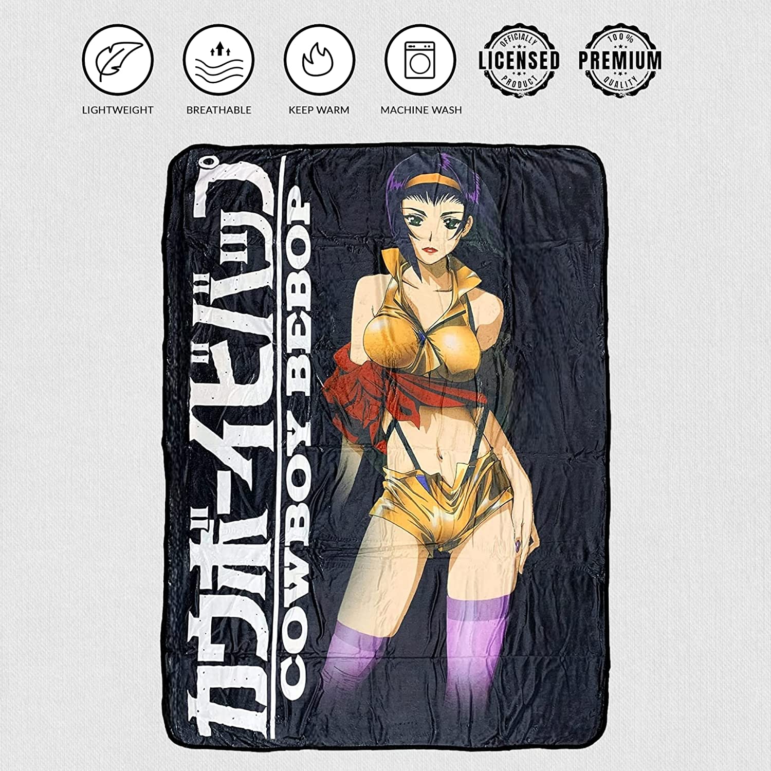 Cowboy Bebop Faye Valentine Standing Fleece Throw Soft Lightweight Blanket 45x60 Inches - MEGA POP COMICS 