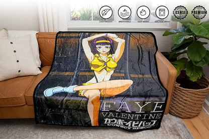 Cowboy Bebop Faye Valentine Cuffed Fleece Throw Soft Lightweight Blanket 45x60 Inches - MEGA POP COMICS 