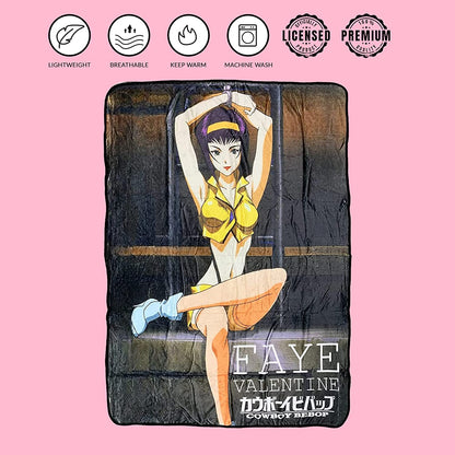 Cowboy Bebop Faye Valentine Cuffed Fleece Throw Soft Lightweight Blanket 45x60 Inches - MEGA POP COMICS 