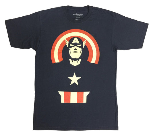 Captain America Minimal Marvel Comics Adult T-Shirt - MEGA POP COMICS 