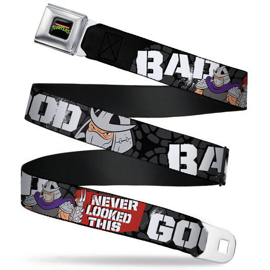 Classic TMNT Logo Full Color Seatbelt Belt - Shredder Poses BAD NEVER LOOKED THIS GOOD Webbing - MEGA POP COMICS 