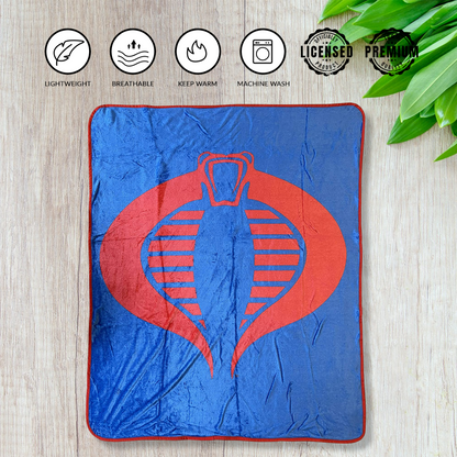 Hasbro G.I. Joe Cobra Symbol Blue 80's Cartoon Throw Blanket - MEGA POP COMICS 