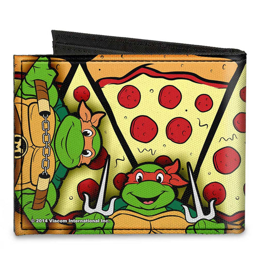 Canvas Bi-Fold Wallet - TMNT Turtle Battle Poses Pizza - MEGA POP COMICS 