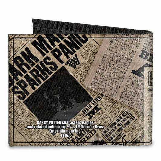 Canvas Bi-Fold Wallet - Harry Potter Newspaper Headlines UNDESIRABLE NO 1 - MEGA POP COMICS 
