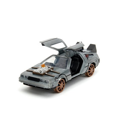 Back to the Future Part III die-cast 1:32 scale "Hollywood Rides" DeLorean Time Machine (railroad) - MEGA POP COMICS 