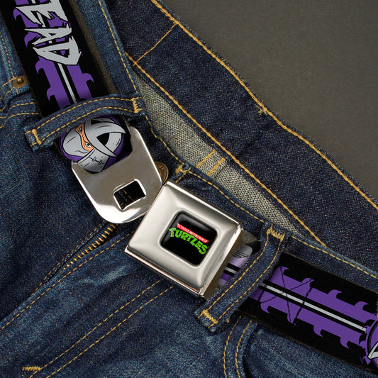 Classic TMNT Logo Full Color Seatbelt Belt - Shredder Head SHRED HEAD/Stripe Black/Purple/Gray Webbing - MEGA POP COMICS 