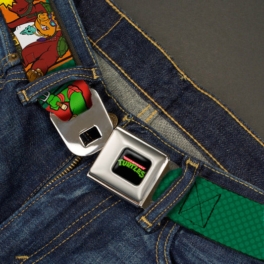 Classic TMNT Logo Full Color Seatbelt Belt - Classic TEENAGE MUTANT NINJA TURTLES Character Comic Scenes Webbing - MEGA POP COMICS 