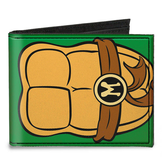 Canvas Bi-Fold Wallet - Classic TMNT Michaelangelo Turtle Shell Greens Browns - MEGA POP COMICS 
