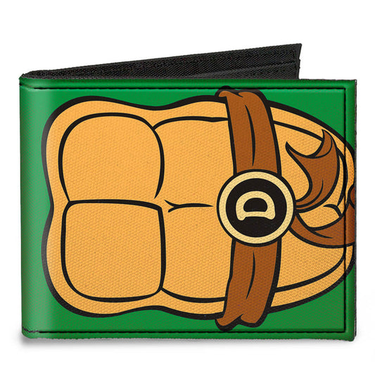 Canvas Bi-Fold Wallet - Classic TMNT Donatello Turtle Shell Greens Browns - MEGA POP COMICS 