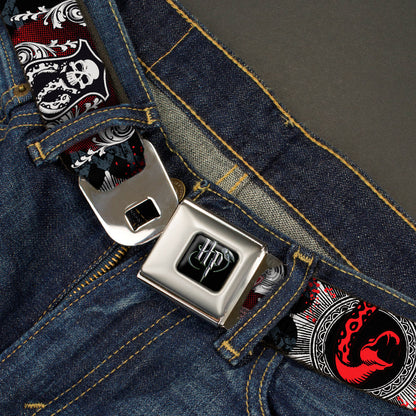Harry Potter Logo Full Color Black/White Seatbelt Belt - DEATH EATER Scroll/Symbol Black/Gray/White/Red Webbing - MEGA POP COMICS 