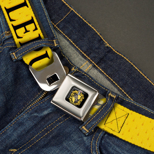 Hufflepuff Crest Full Color Seatbelt Belt - Harry Potter HUFFLEPUFF & Crest Yellow/Black Webbing - MEGA POP COMICS 