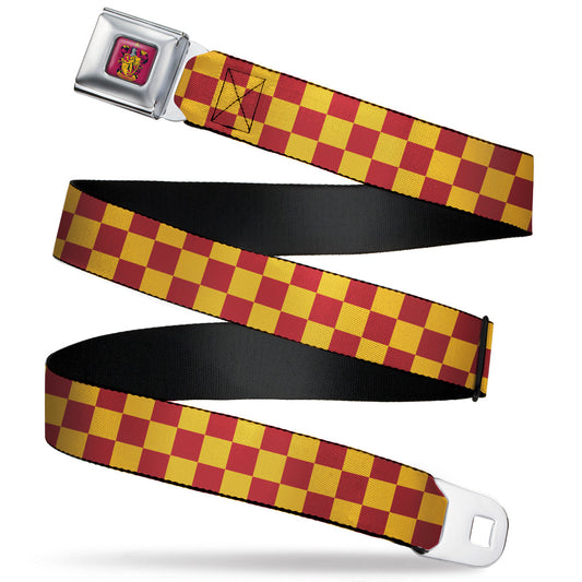 Gryffindor Crest Full Color Red Seatbelt Belt - Harry Potter Gryffindor House Checkers Gold/Burgundy Webbing - MEGA POP COMICS 