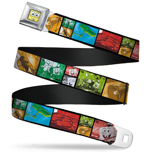 Sponge Bob 3-D Face CLOSE-UP Full Color Seatbelt Belt - Krusty Krab's Cam Scene Blocks Webbing - MEGA POP COMICS 