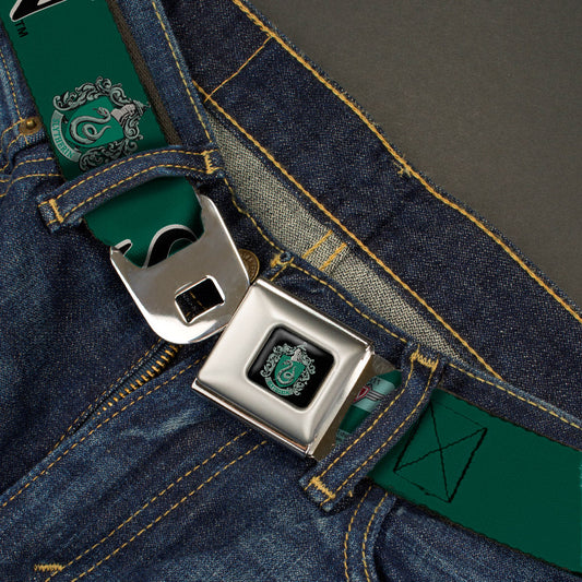 Slytherin Crest Full Color Seatbelt Belt - Harry Potter SLYTHERIN & Crest Green/Black Webbing - MEGA POP COMICS 