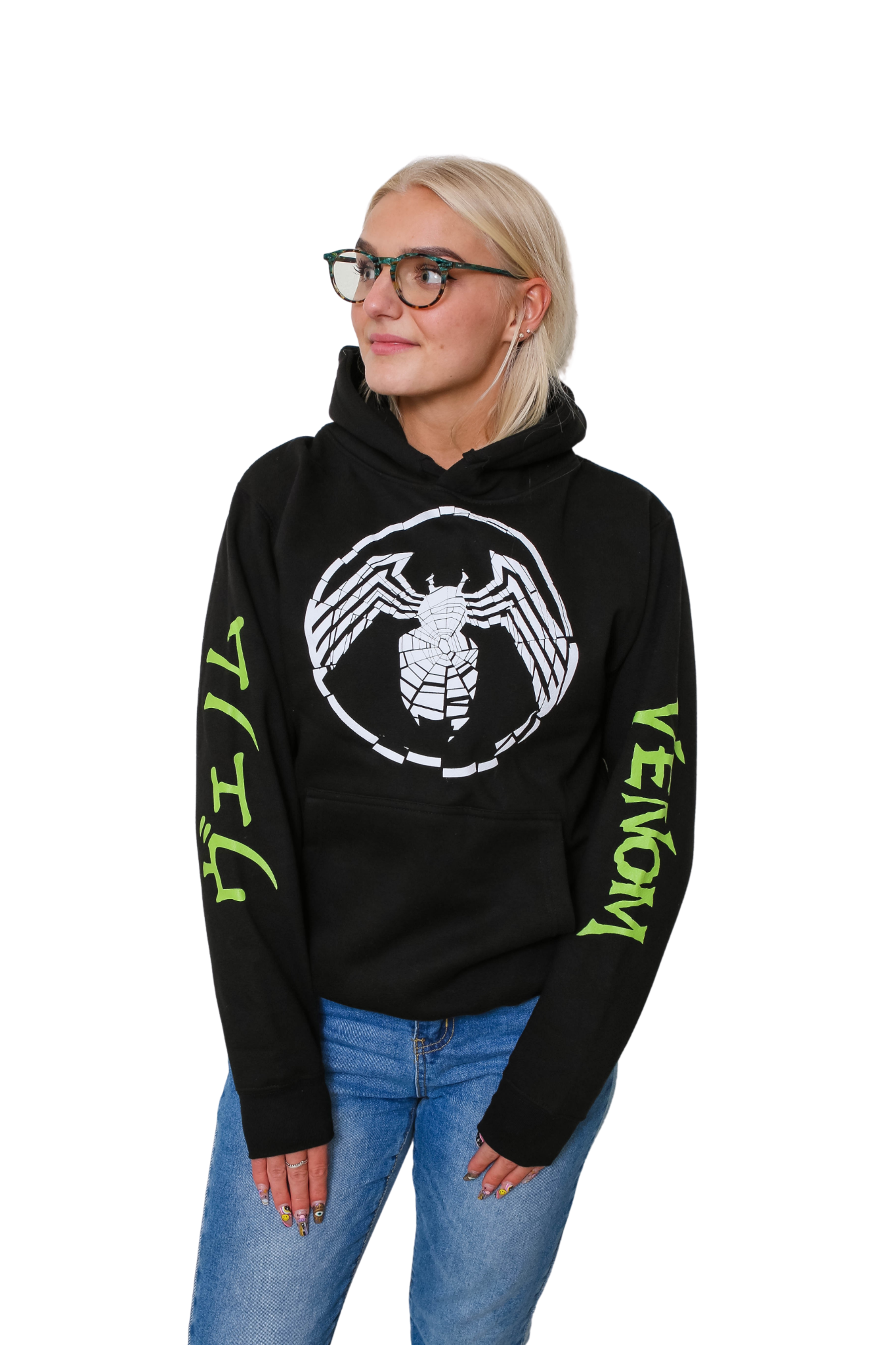 Venom Shatter Symbol With Kanji Marvel Pullover Hoodie - MEGA POP COMICS 