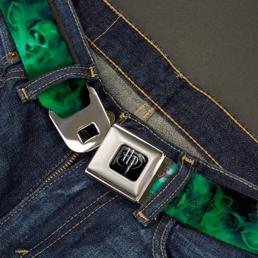 Harry Potter Logo Full Color Black/White Seatbelt Belt - HARRY POTTER Smoke Skulls Black/Greens Webbing - MEGA POP COMICS 