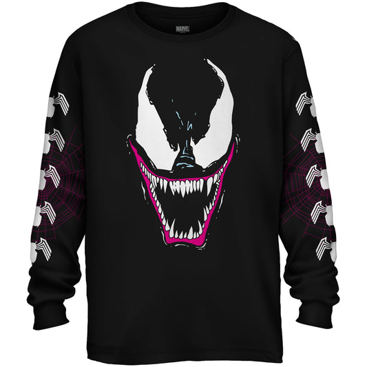 Venom Grin Marvel Comics Adult Long Sleeve T Shirt - MEGA POP COMICS 