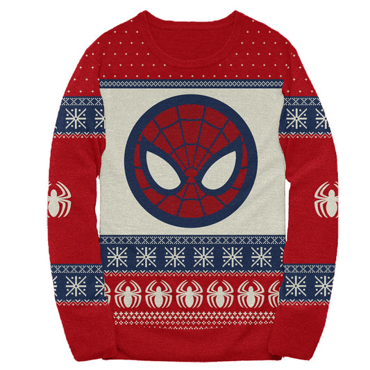 Marvel Spider-Man Symbol Offcially Licesned Adult Holiday Ugly Christmas Sweater - MEGA POP COMICS 