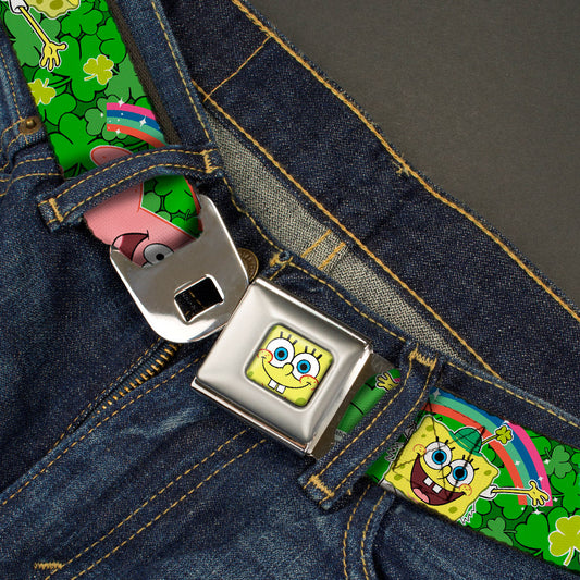 Sponge Bob Face CLOSE-UP Full Color Seatbelt Belt - SpongeBob & Patrick Starfish St. Patrick's Day Poses Webbing - MEGA POP COMICS 