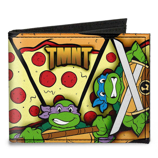 Canvas Bi-Fold Wallet - TMNT Turtle Battle Poses Pizza - MEGA POP COMICS 