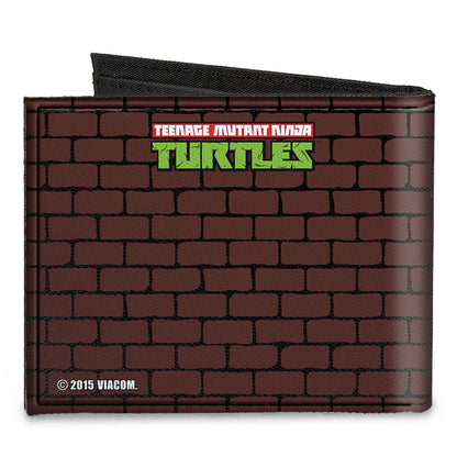 Canvas Bi-Fold Wallet - Rocksteady & Bebop Pose + TMNT Logo Bricks - MEGA POP COMICS 