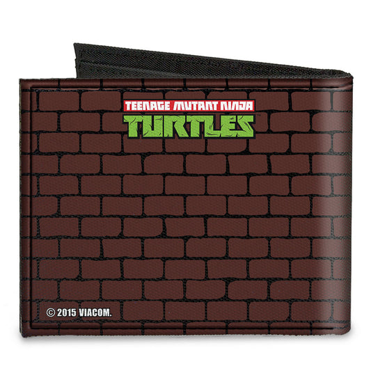 Canvas Bi-Fold Wallet - Rocksteady & Bebop Pose + TMNT Logo Bricks - MEGA POP COMICS 