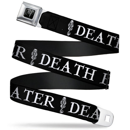 Harry Potter Logo Full Color Black/White Seatbelt Belt - DEATH EATER/Dark Mark Black/White Webbing - MEGA POP COMICS 
