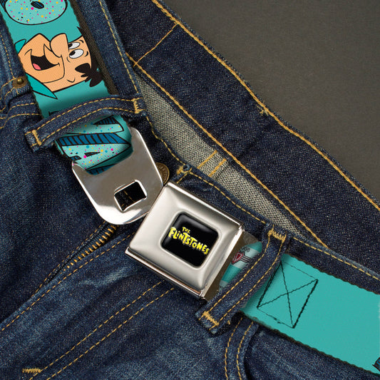 THE FLINTSTONES Logo Full Color Black Yellow Seatbelt Belt - Fred Face YABBA DABBA DOO Blues Webbing - MEGA POP COMICS 
