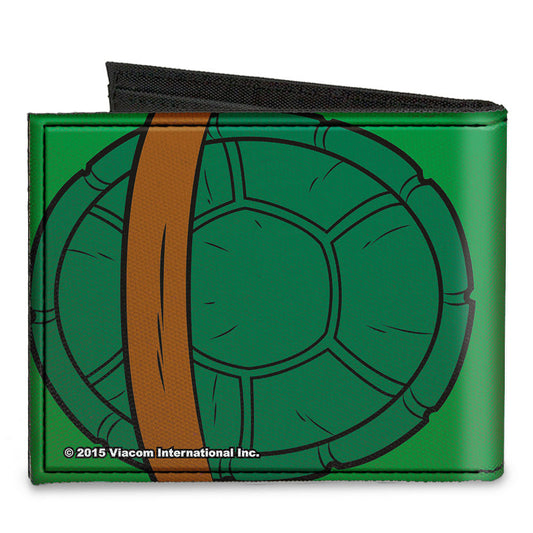 Canvas Bi-Fold Wallet - Classic TMNT Donatello Turtle Shell Greens Browns - MEGA POP COMICS 