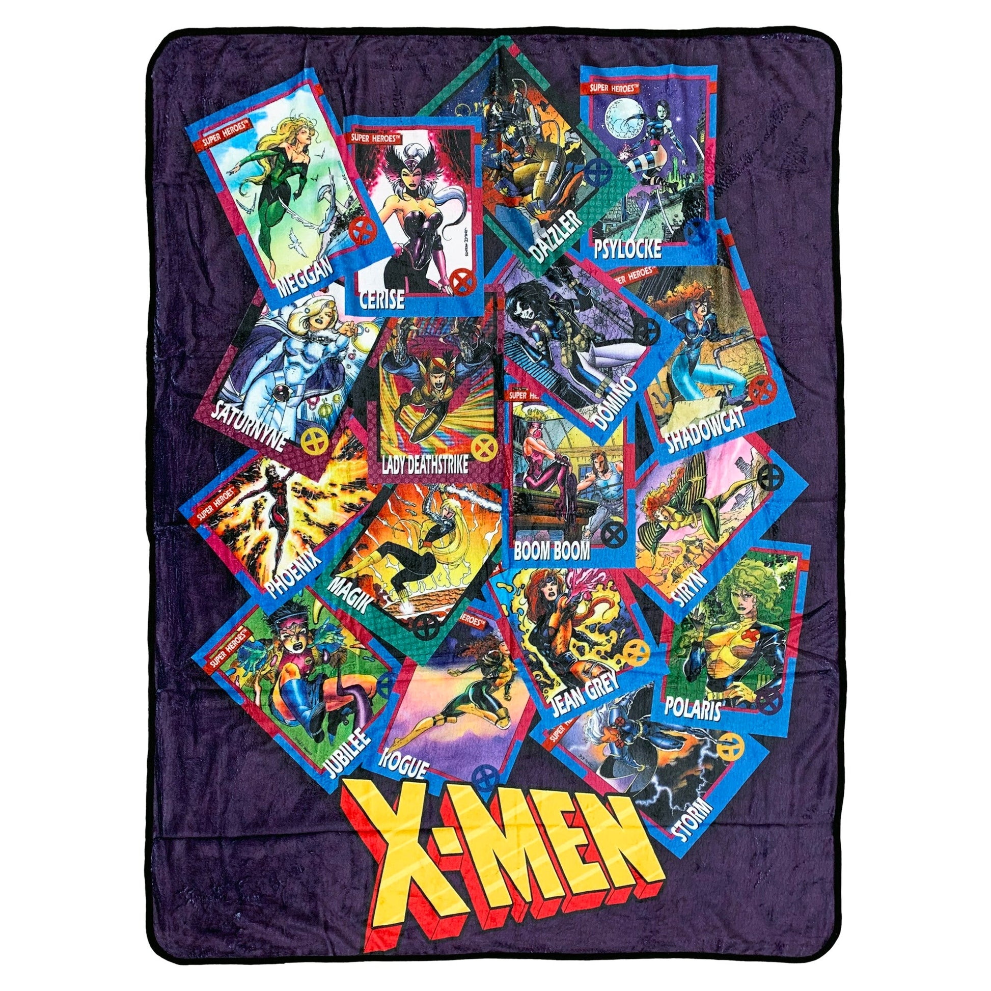 X-Men Trading Cards Super Heroes Ladies by Jim Lee Marvel Flannel Fleece Throw Super Soft Lightweight Fleece Blanket 45 x 60 Inches - MEGA POP COMICS 