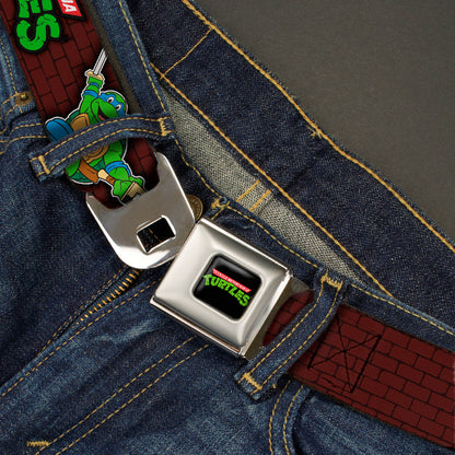 Classic TMNT Logo Full Color Seatbelt Belt - Classic TEENAGE MUTANT NINJA TURTLES Battle Poses/Group Pose7 Webbing - MEGA POP COMICS 