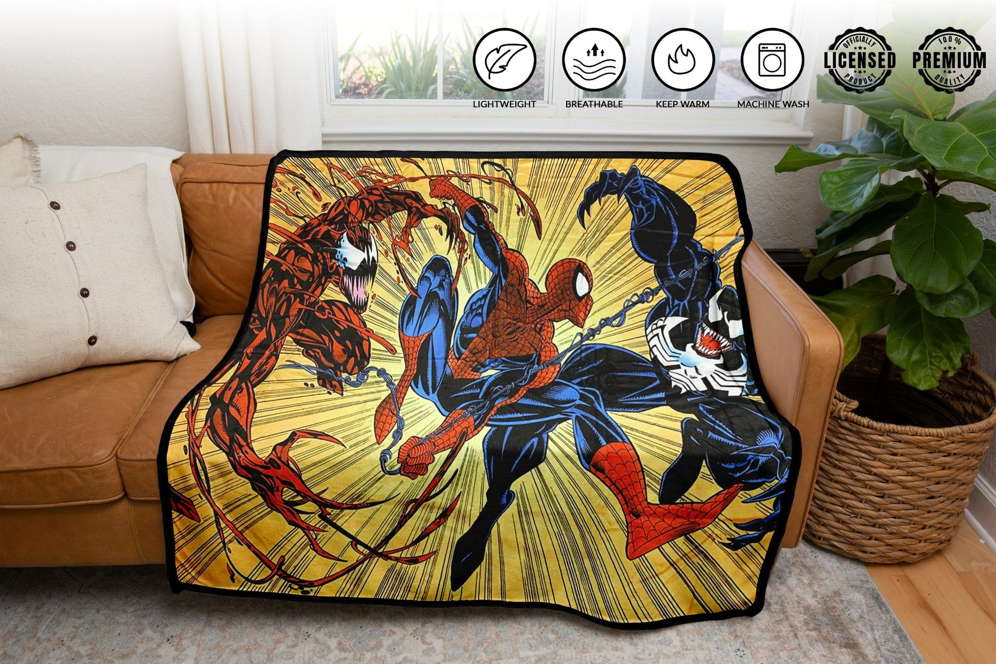 Spider-Man Maximum Carnage And Venom Marvel Fleece Throw Blanket 45in. By 60in. - MEGA POP COMICS 