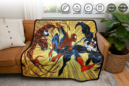 Spider-Man Maximum Carnage And Venom Marvel Fleece Throw Blanket 45in. By 60in. - MEGA POP COMICS 