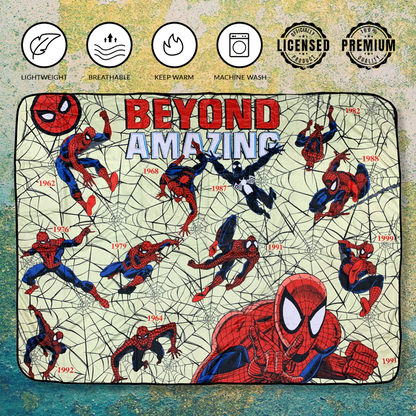 Spider-Man Beyond Amazing 60th Marvel Flannel Throw Super Soft Fleece Blanket 45x60in - MEGA POP COMICS 