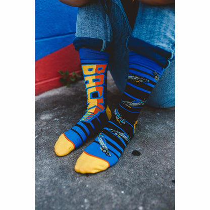 Back to the Future "88 MPH" Men's Crew Straight Down Knit Mix-Match Socks (Size 6-13) - MEGA POP COMICS 
