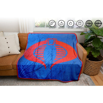 Hasbro G.I. Joe Cobra Symbol Blue 80's Cartoon Throw Blanket - MEGA POP COMICS 