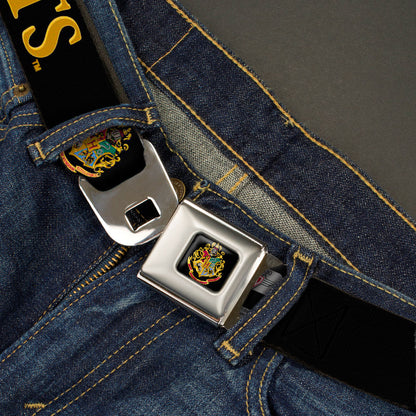 Hogwarts Crest Full Color Seatbelt Belt - Harry Potter HOGWARTS & Crest Black/Gold Webbing - MEGA POP COMICS 