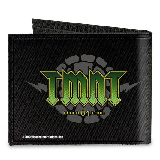 Canvas Bi-Fold Wallet - TMNT-GET YOUR SHELL ON + TMNT WORLD TOUR 84 Black Gray Green - MEGA POP COMICS 