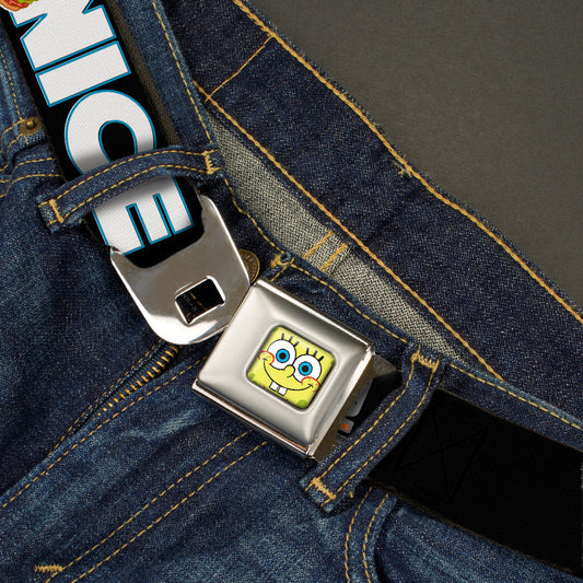 Sponge Bob Face CLOSE-UP Full Color Seatbelt Belt - SpongeBob & Krabby Patty NICE BUNS Webbing - MEGA POP COMICS 