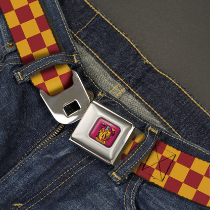 Gryffindor Crest Full Color Red Seatbelt Belt - Harry Potter Gryffindor House Checkers Gold/Burgundy Webbing - MEGA POP COMICS 