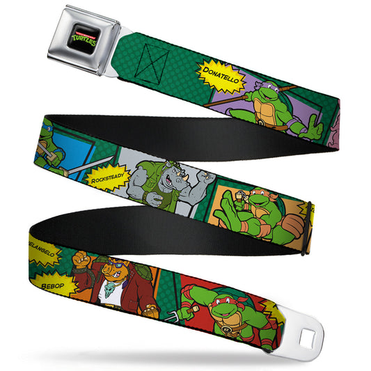 Classic TMNT Logo Full Color Seatbelt Belt - Classic TEENAGE MUTANT NINJA TURTLES Character Comic Scenes Webbing - MEGA POP COMICS 