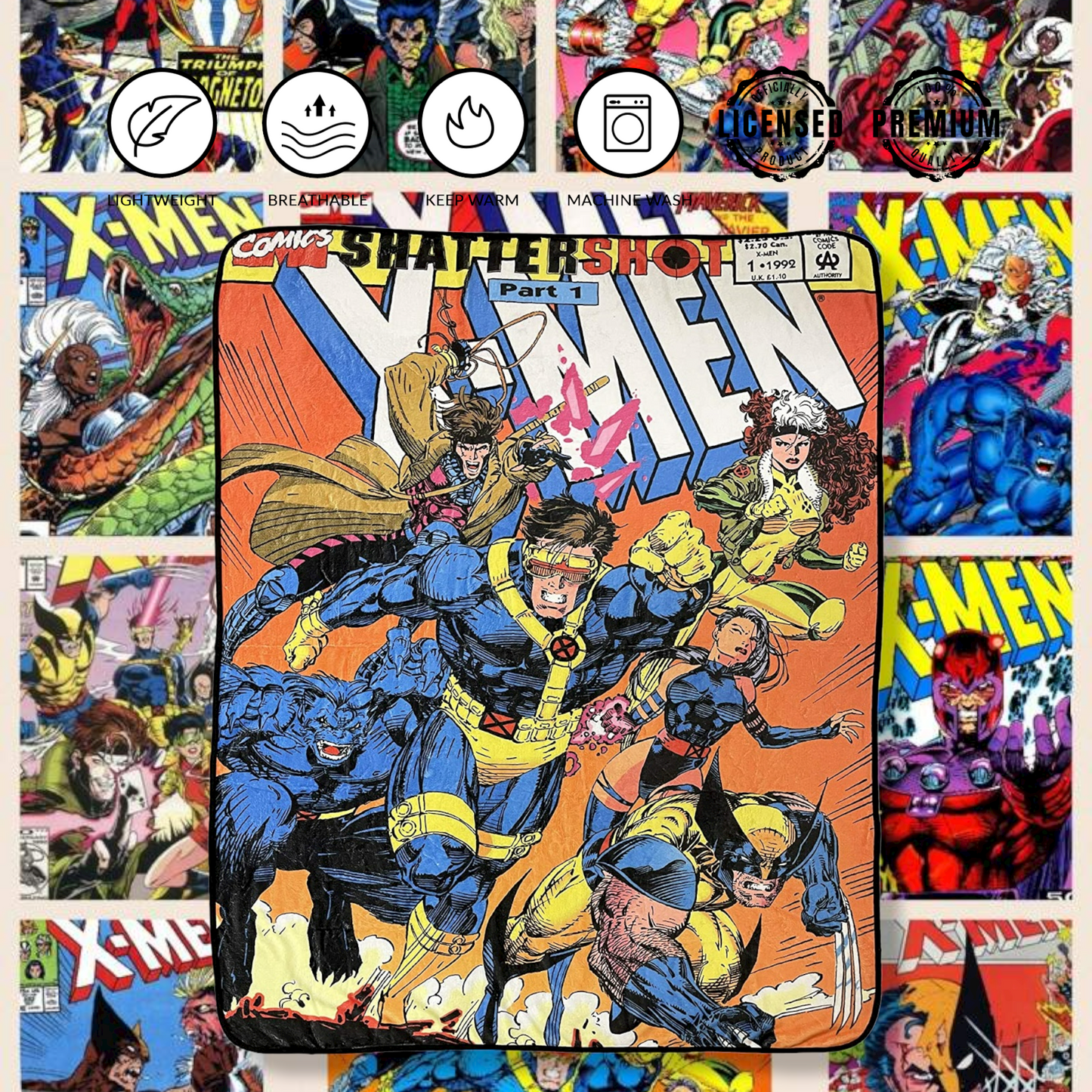 Marvel X-Men 90's Shattershot Fleece Throw Blanket - MEGA POP COMICS 