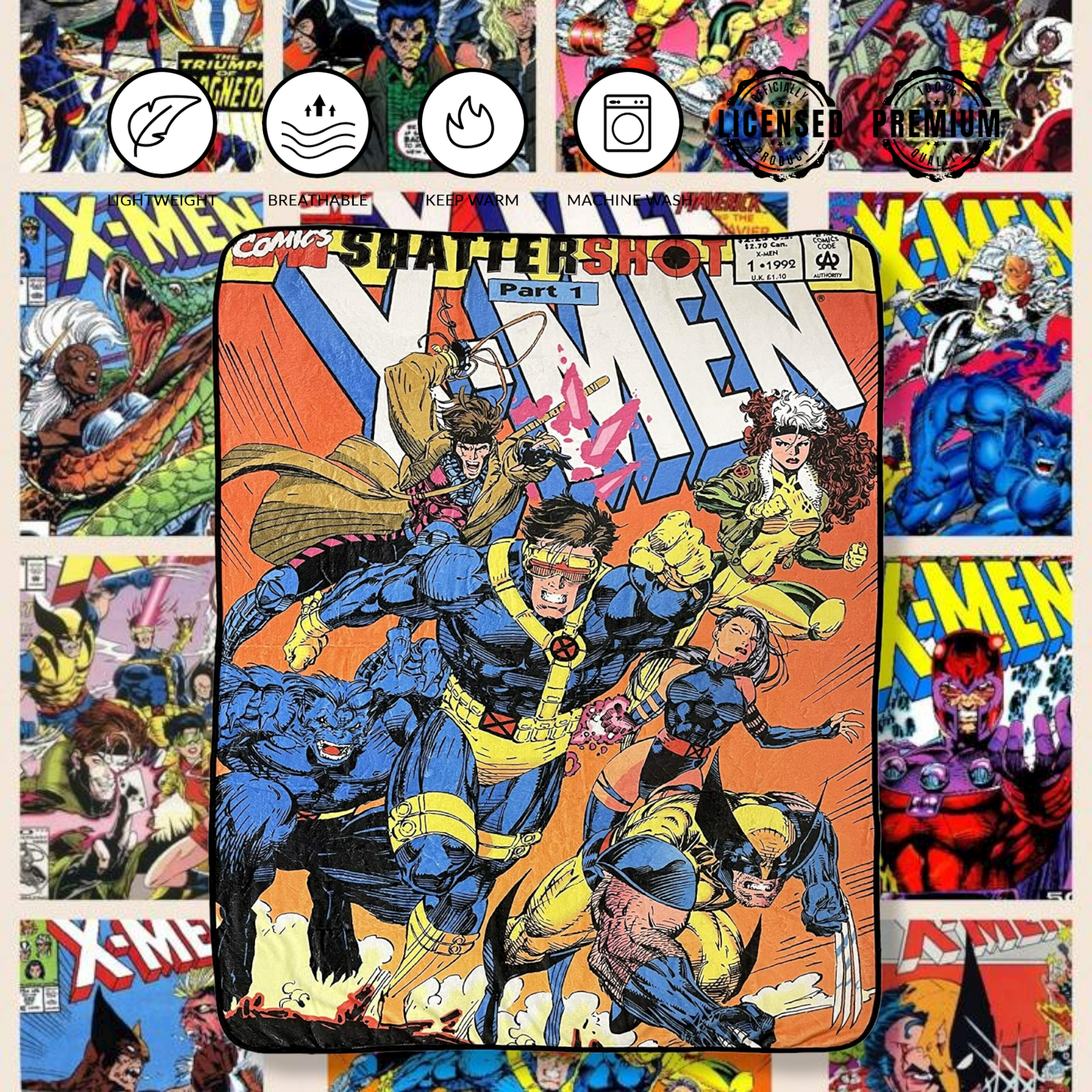 Marvel X-Men 90's Shattershot Fleece Throw Blanket - MEGA POP COMICS 