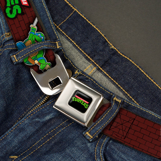 Classic TMNT Logo Full Color Seatbelt Belt - Classic TEENAGE MUTANT NINJA TURTLES Battle Poses/Group Pose7 Webbing - MEGA POP COMICS 